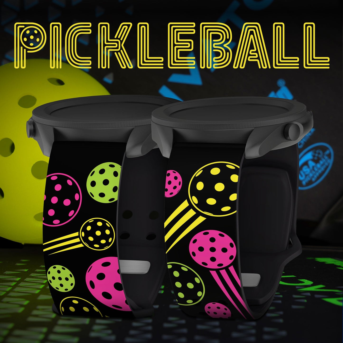 Pickleball HD  Watchband for Samsung, Garmin, Fossil, and More