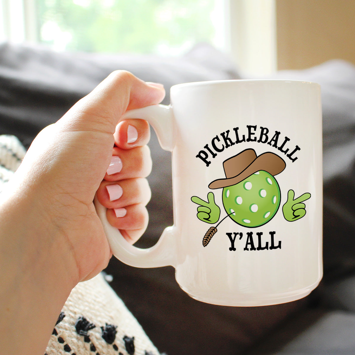 Pickleball Y'all Coffee Mug Funny Pickleball Gifts for Picklers White Ceramic Coffee Cup