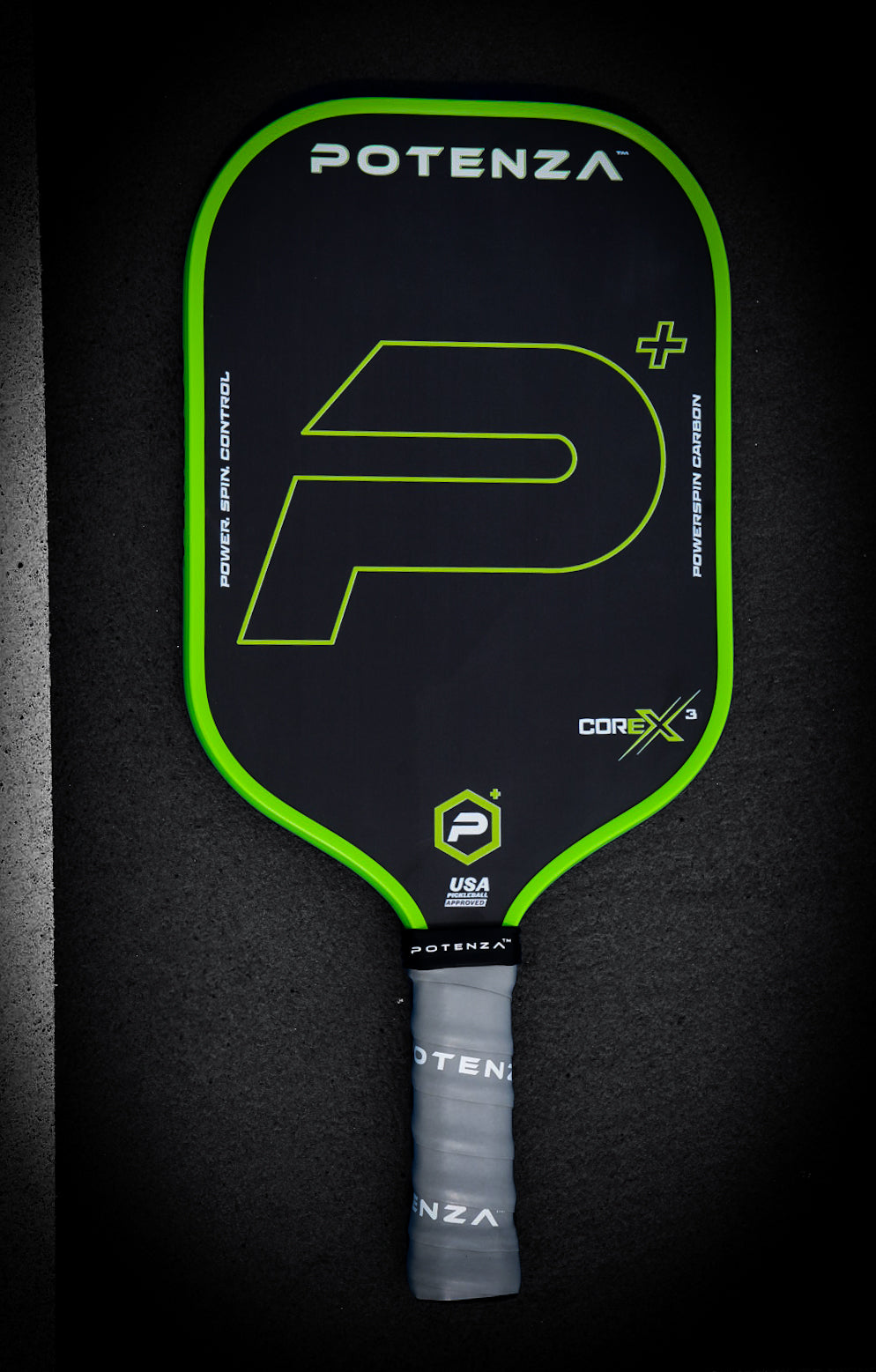 P+ PowerSpin Carbon COREx3 (Neon Green, Elongated Face)