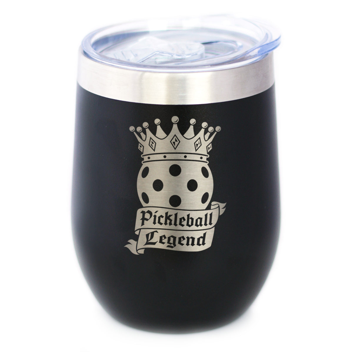 Pickleball Legend Insulated Wine Tumbler with Sliding Lid Gifts for Picklers 12oz Stainless Steel Tumbler