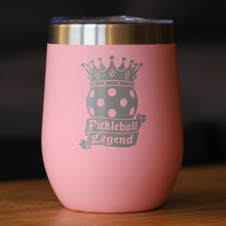Pickleball Legend Insulated Wine Tumbler with Sliding Lid Gifts for Picklers 12oz Stainless Steel Tumbler