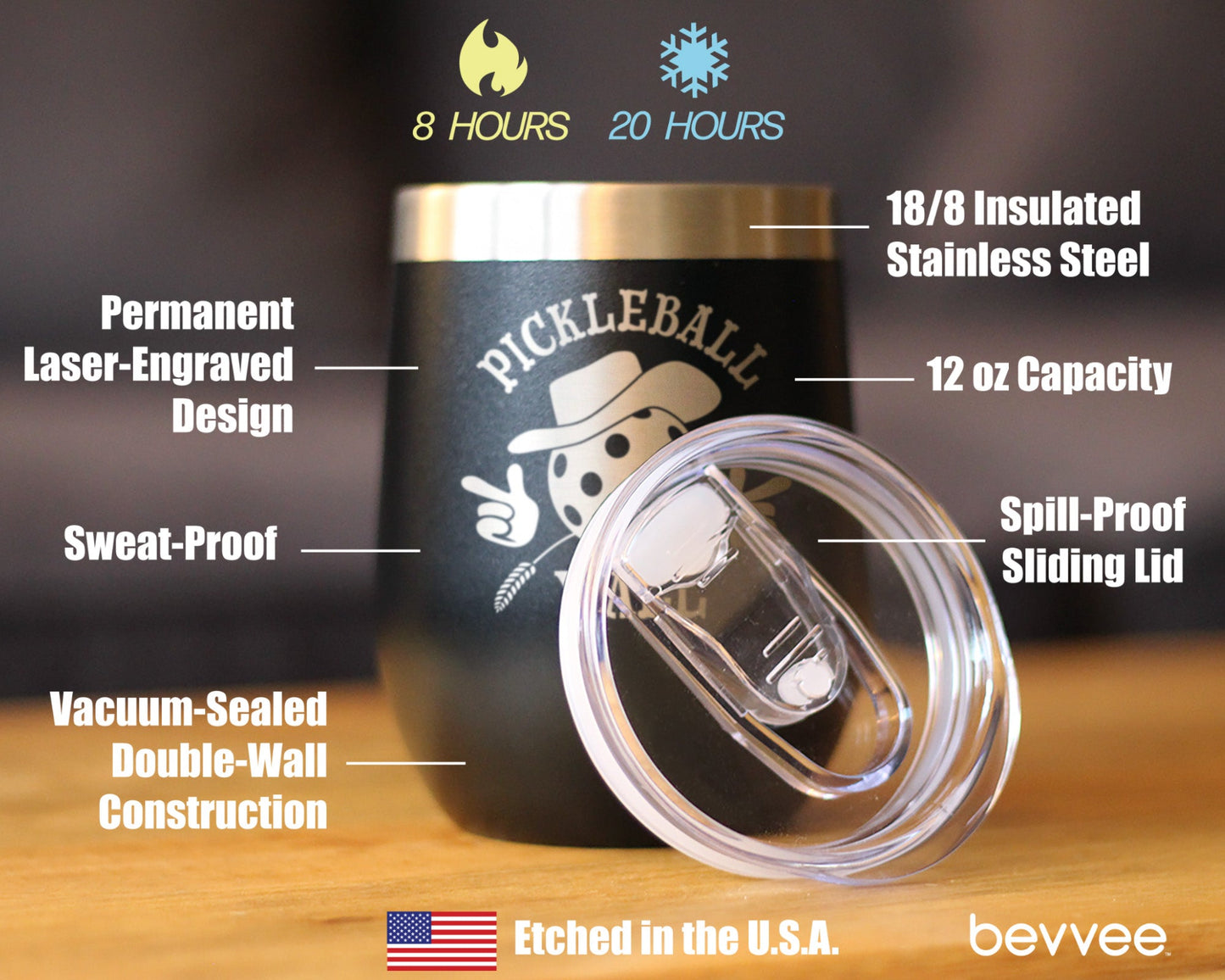 Funny Pickleball Gifts Insulated Wine Tumbler with Sliding Lid Pickleball Y'all 12oz Stainless Steel Tumbler