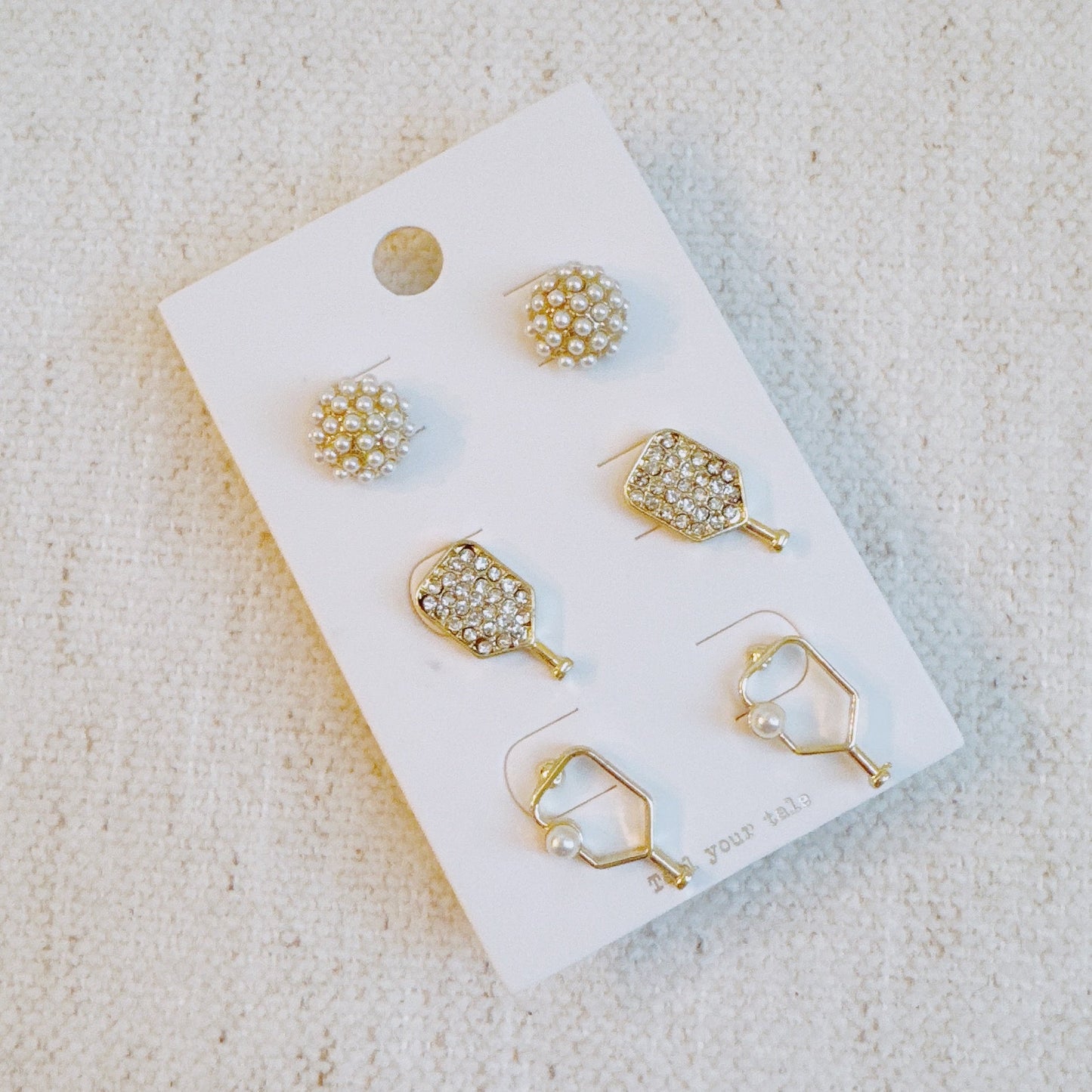 Pickle Ball Stud Earrings Set Of 3