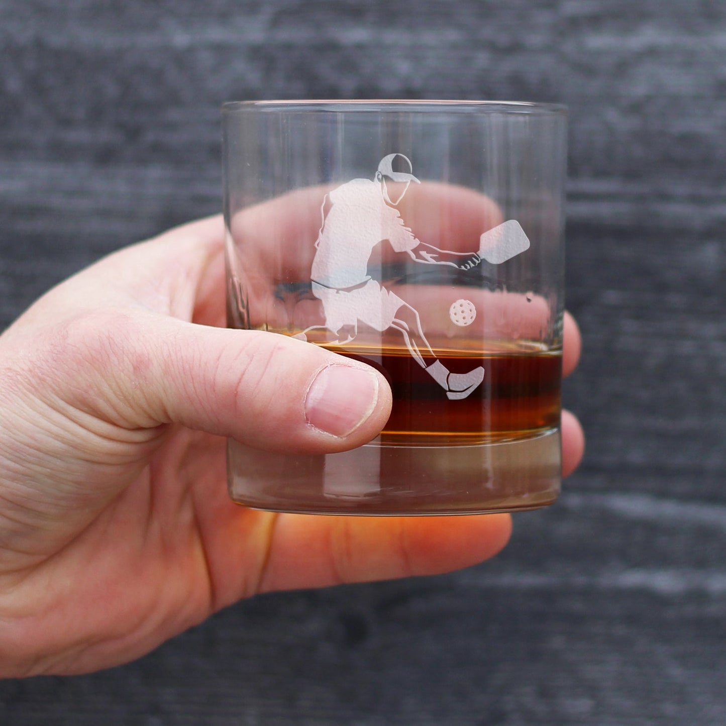 Pickleball Player Man Rocks Glass - Pickleball Gifts and Decor for Men - 10.25 Oz Glasses