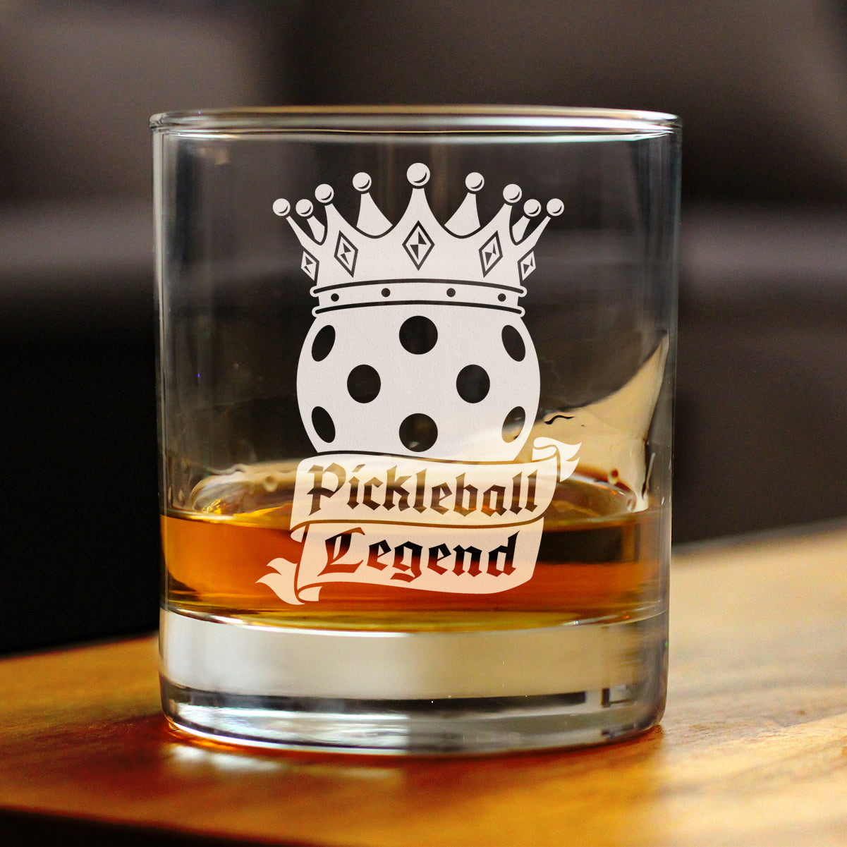 Pickleball Legend Engraved Rocks Glass Gifts for Picklers Weighted Whiskey Glasses - 10.25 oz
