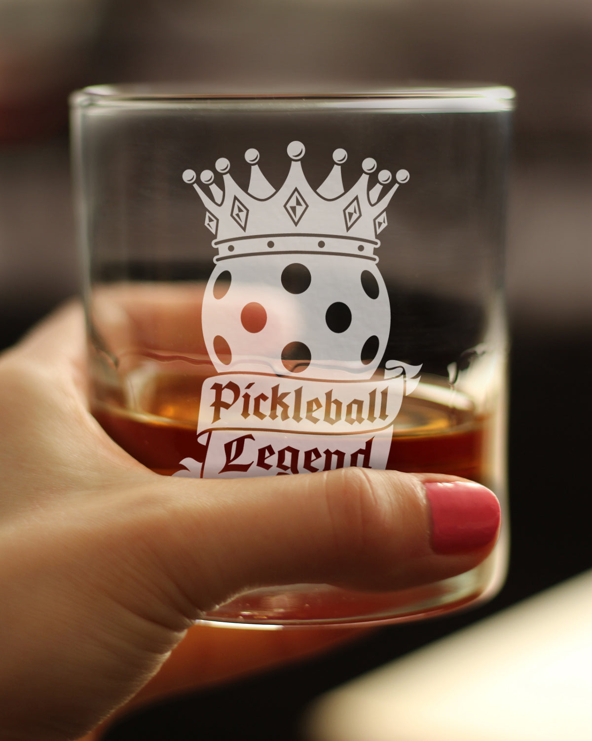 Pickleball Legend Engraved Rocks Glass Gifts for Picklers Weighted Whiskey Glasses - 10.25 oz