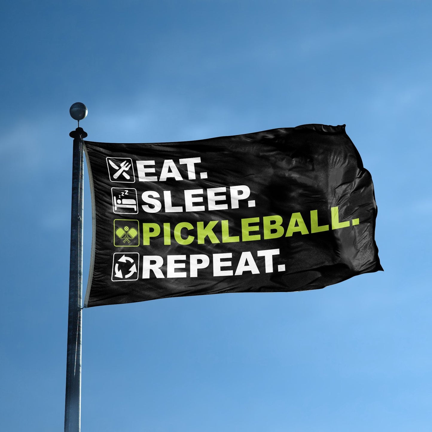 Eat Sleep Pickleball Repeat Flag