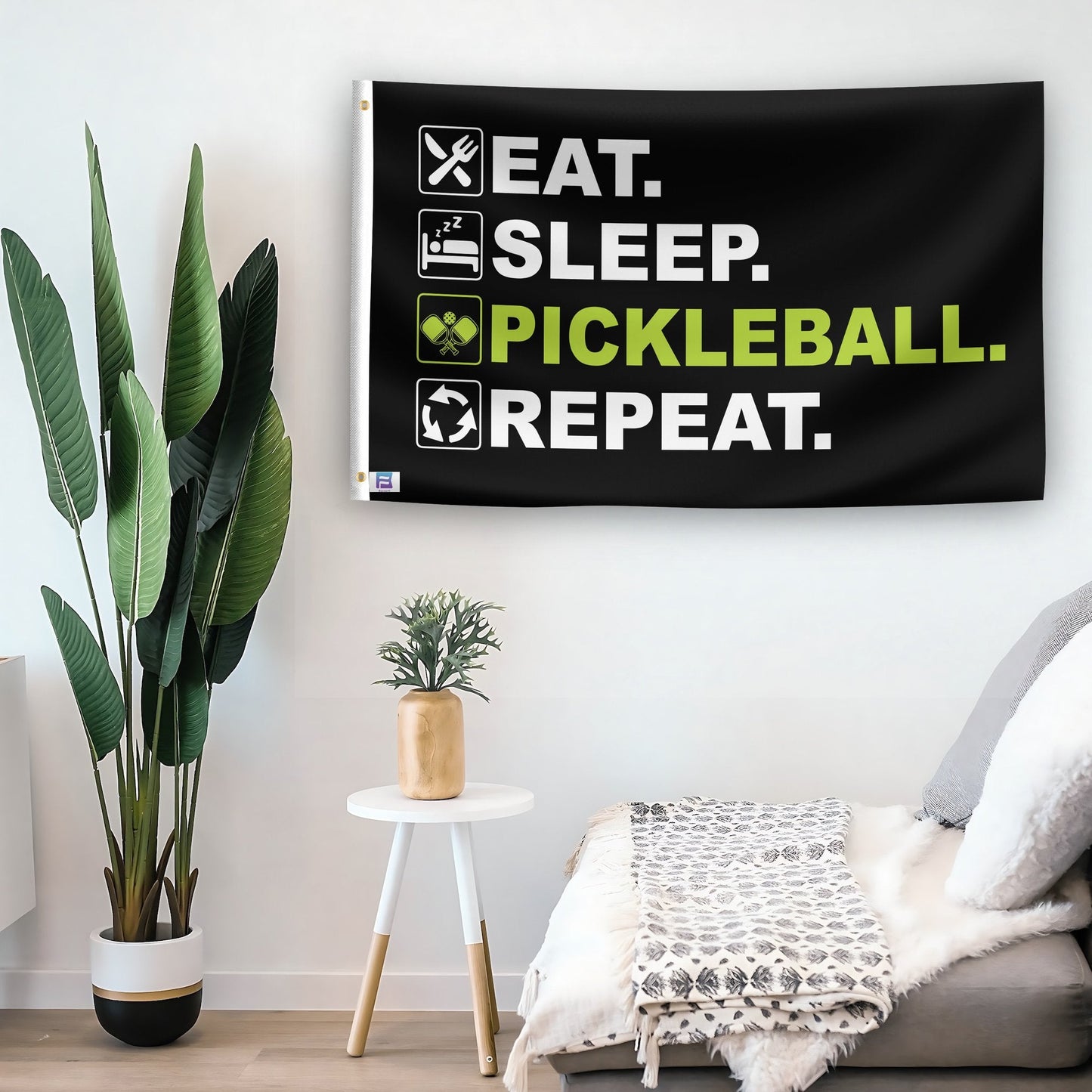 Eat Sleep Pickleball Repeat Flag