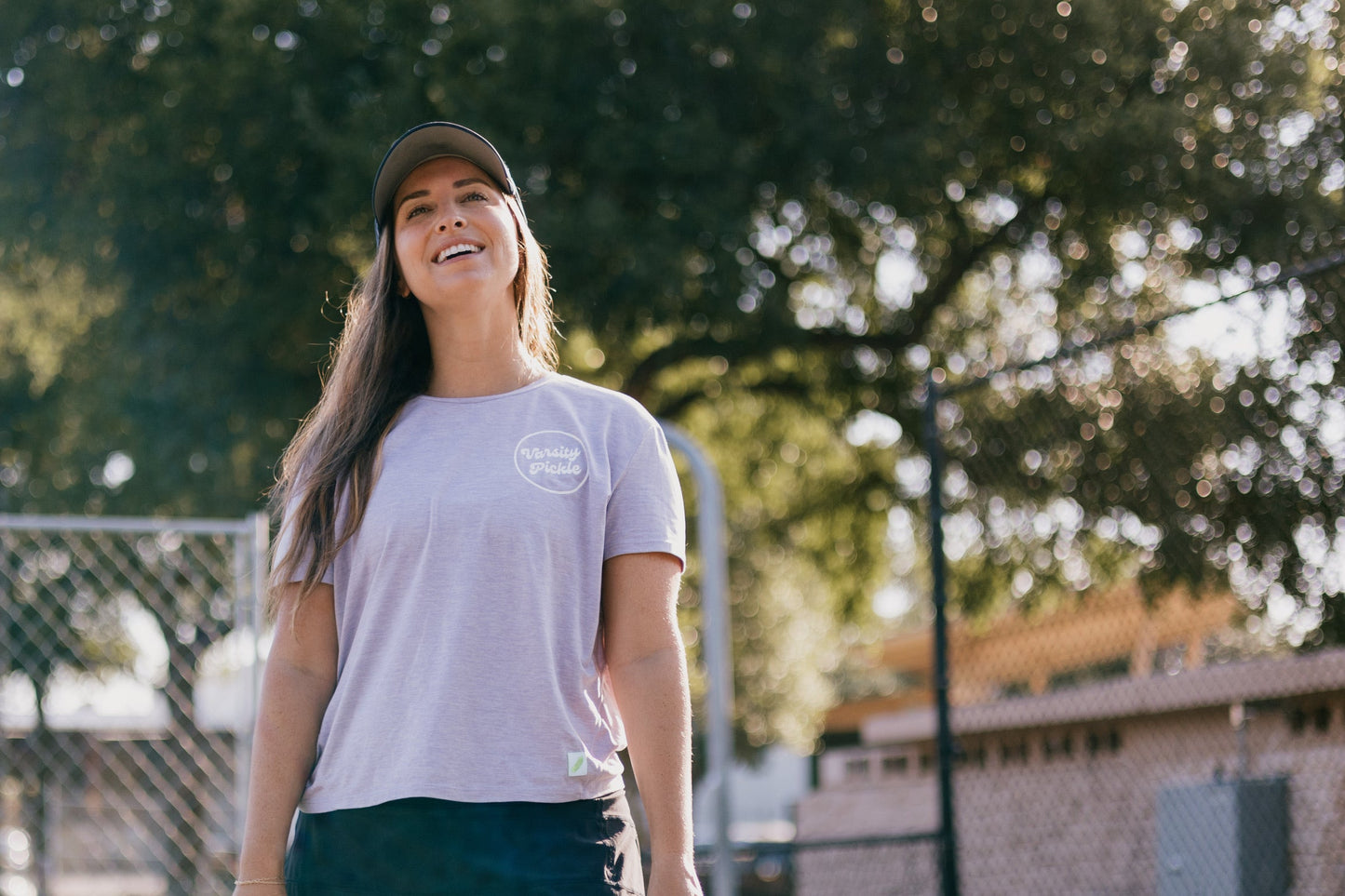 Varsity Pickle Women's Performance Tech Short Sleeve Shirt Circle Logo (Lilac)