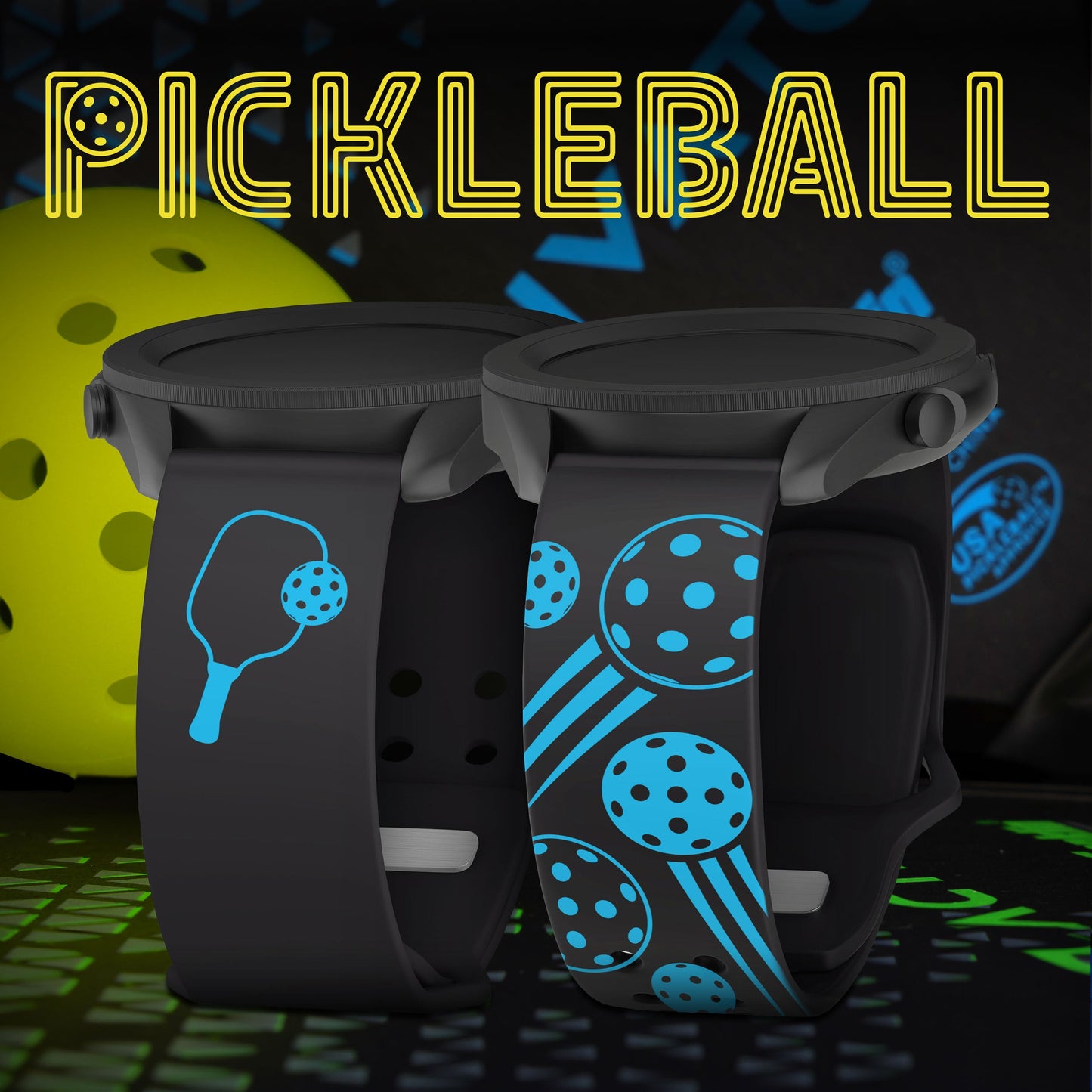Pickleball HD  Watchband for Samsung, Garmin, Fossil, and More