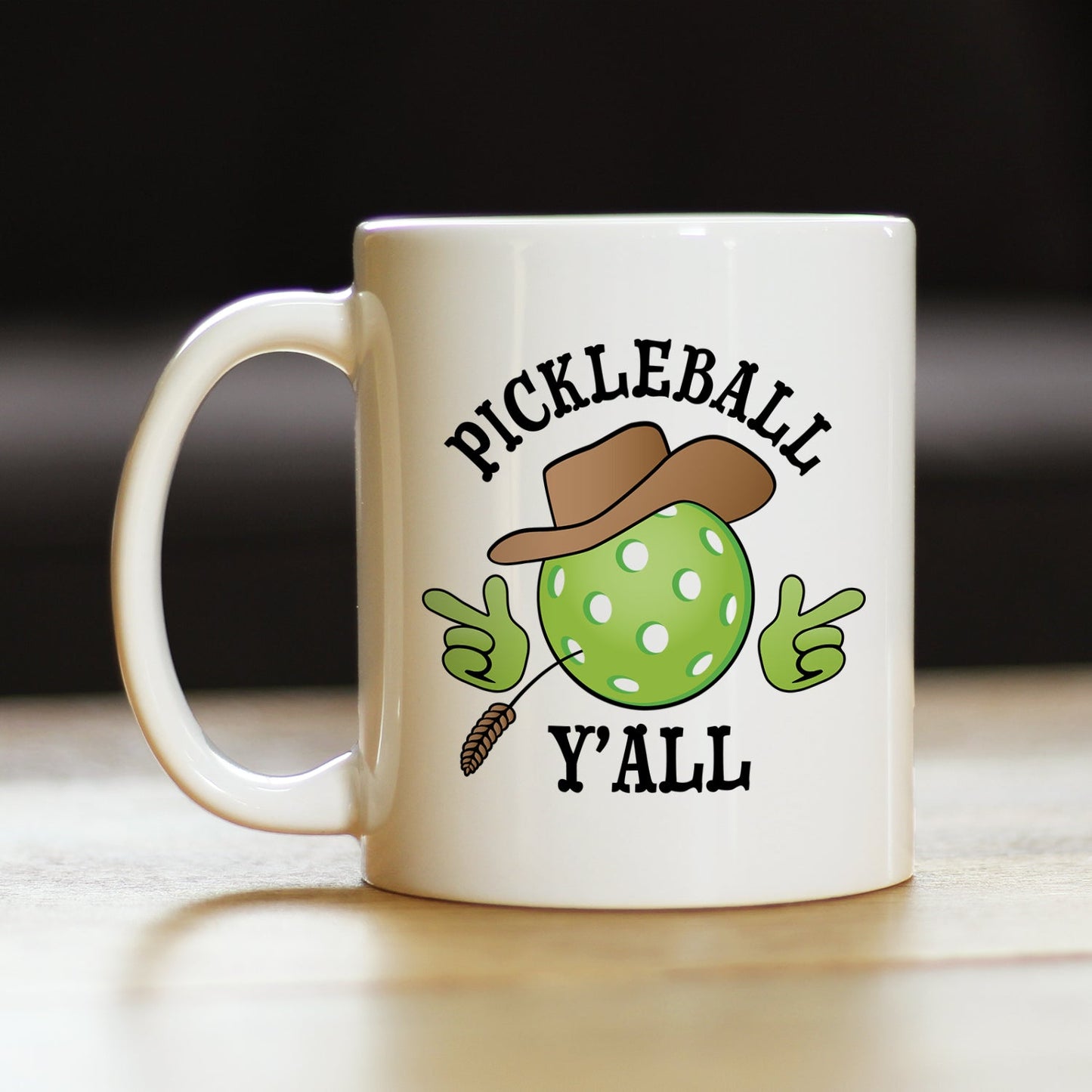 Pickleball Y'all Coffee Mug Funny Pickleball Gifts for Picklers White Ceramic Coffee Cup