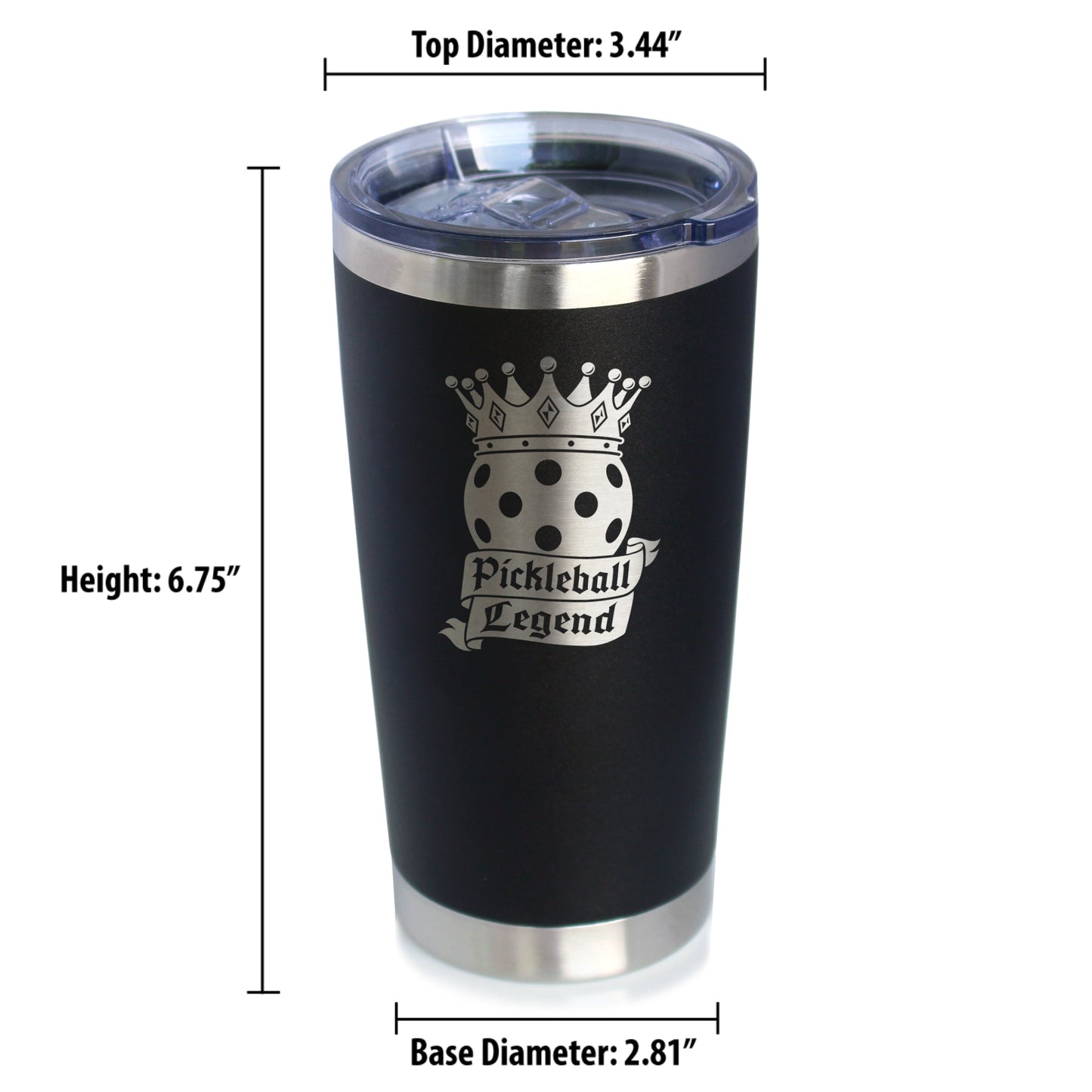 Pickleball Legend Insulated Coffee Tumbler with Sliding Lid Gifts for Picklers 20oz Stainless Steel Tumbler