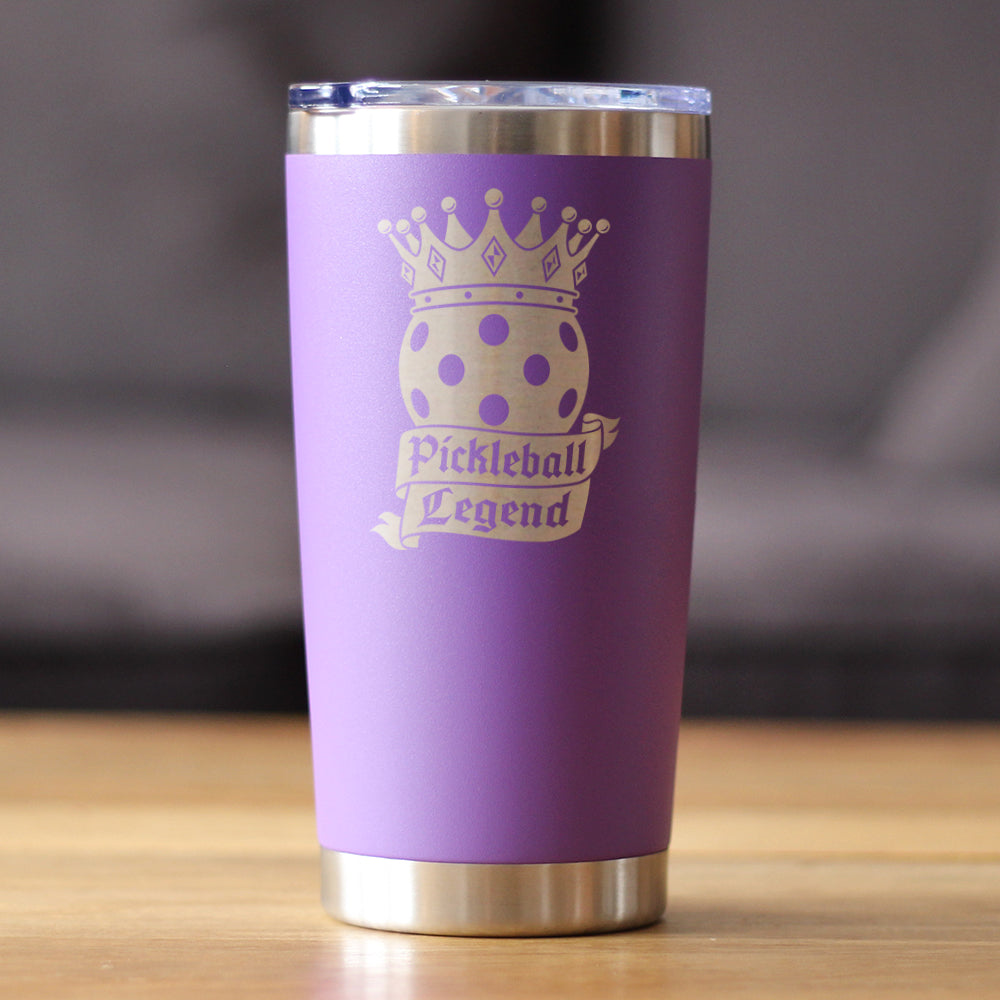 Pickleball Legend Insulated Coffee Tumbler with Sliding Lid Gifts for Picklers 20oz Stainless Steel Tumbler