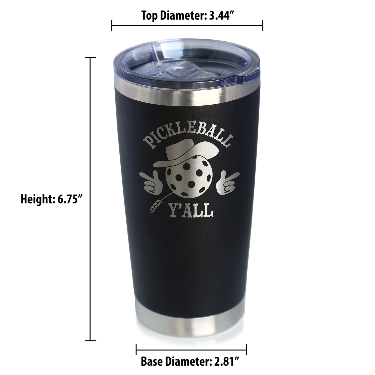 Funny Pickleball Gifts Insulated Coffee Tumbler with Sliding Lid Pickleball Y'all 20oz Stainless Steel Tumbler