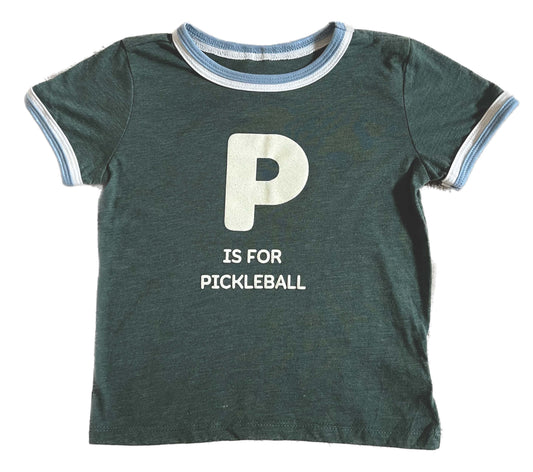 P is for Pickleball Kid's Ringer T-Shirt