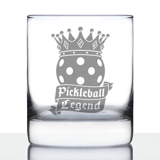 Pickleball Legend Engraved Rocks Glass Gifts for Picklers Weighted Whiskey Glasses - 10.25 oz