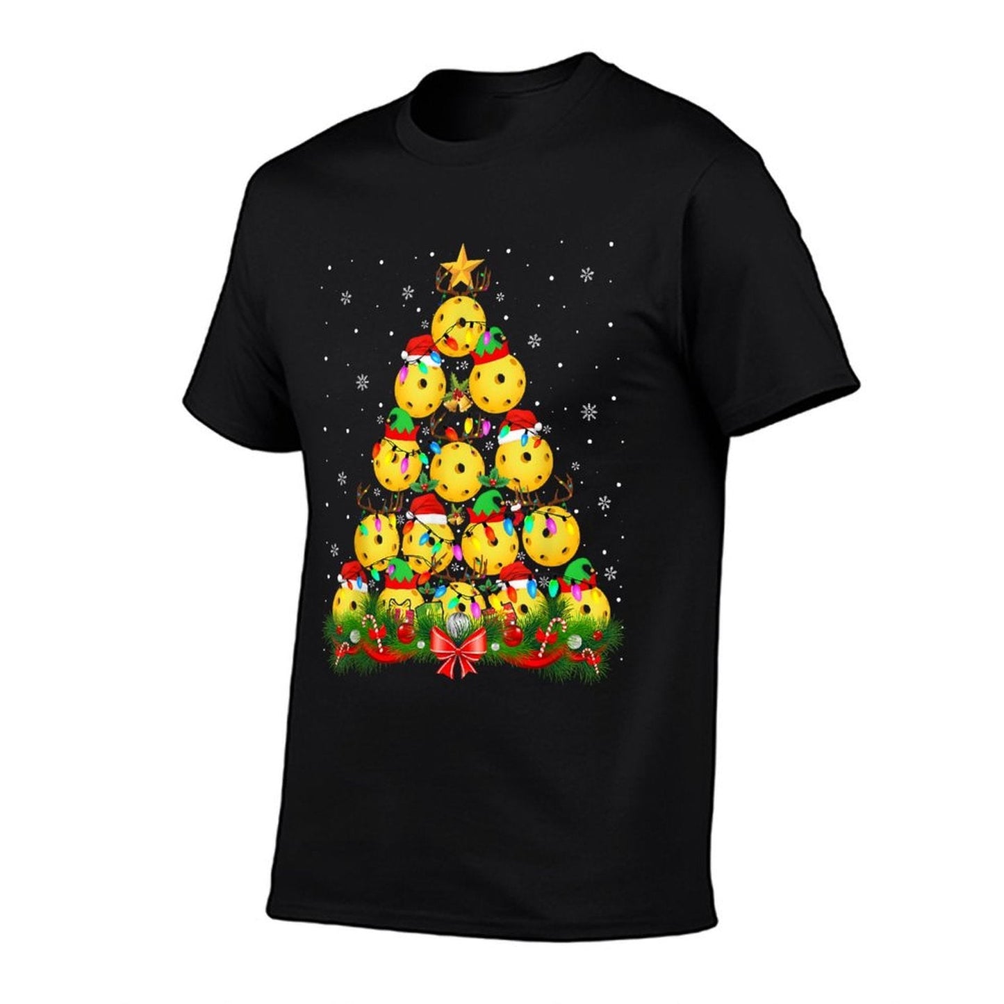 Funny Pickleball Christmas Tree Pickle Ball Santa Hat Xmas  Vintage-inspired T-Shirt