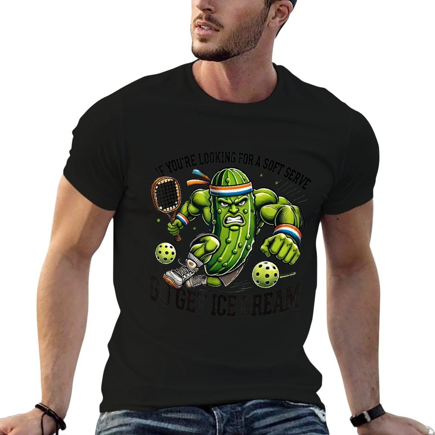 Funny Pickleball Lover Pun With A Pickle Playing Pickle Ball T-Shirt