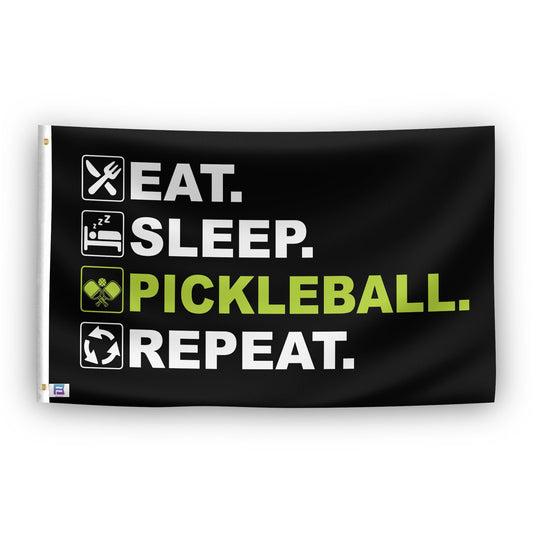 Eat Sleep Pickleball Repeat Flag