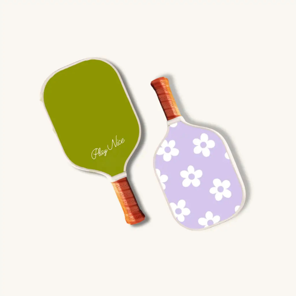 Kids Pickleball Paddles with Groovy Retro Floral Print
