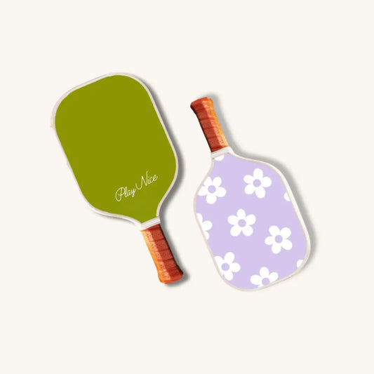 Kids Pickleball Paddles with Groovy Retro Floral Print